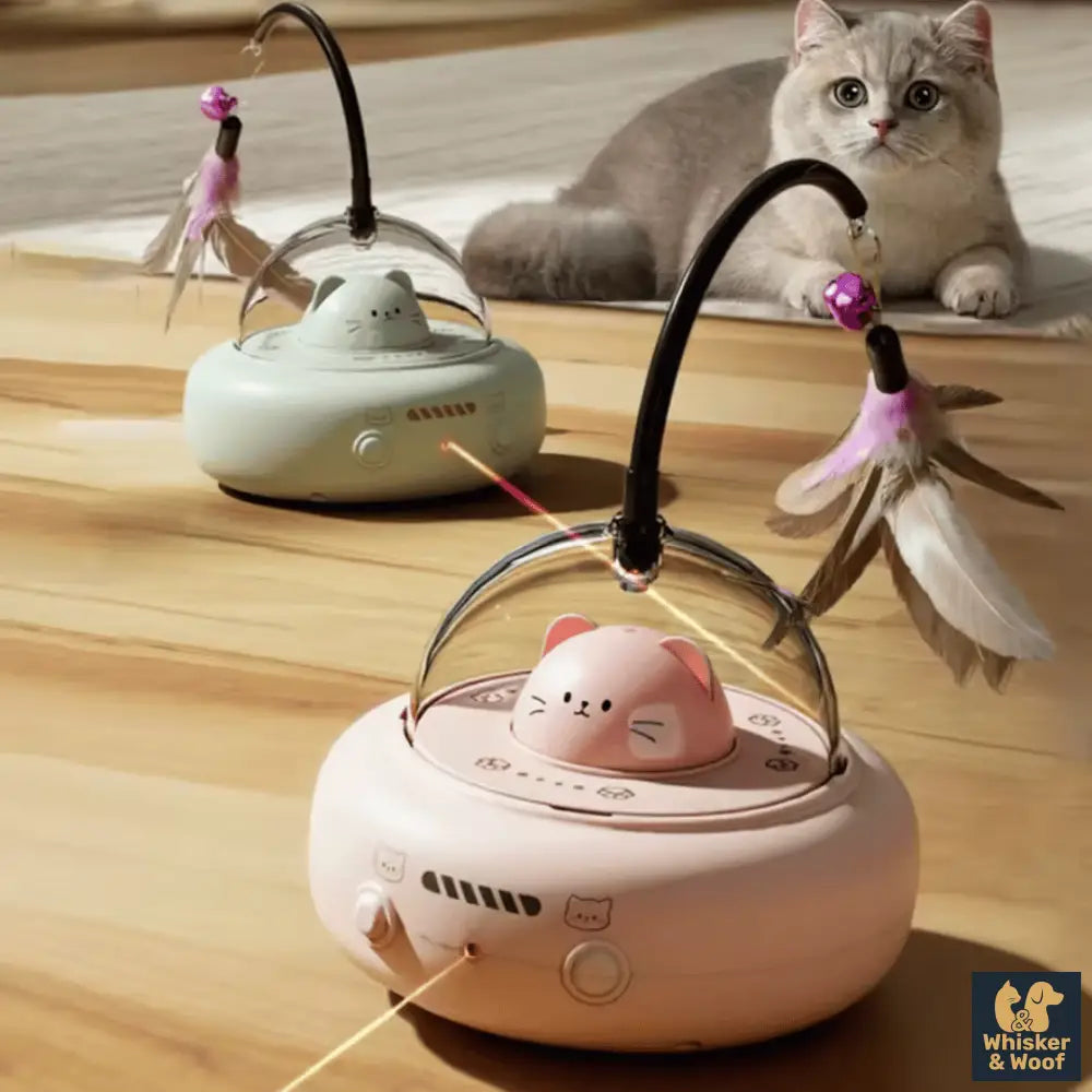 UFO Laser Cat Teaser - Smart Motion & Rainbow Light Toy