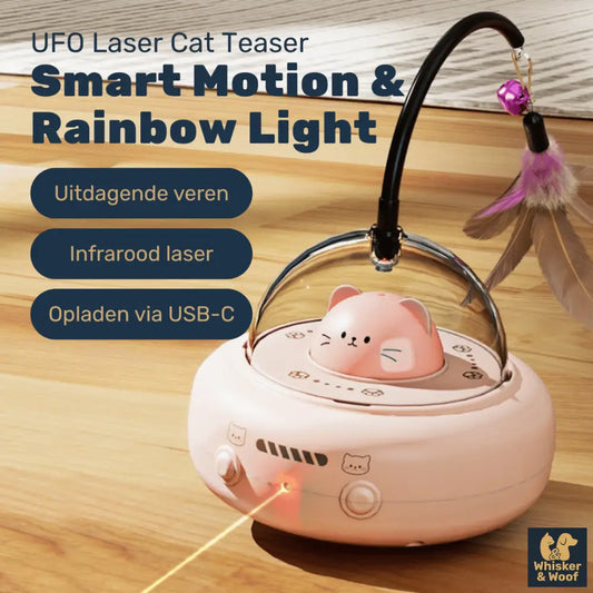 UFO Laser Cat Teaser - Smart Motion & Rainbow Light Toy